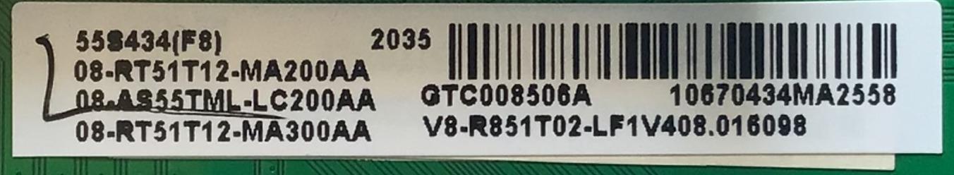 KIT DE TARJETAS PARA TV TCL MAIN 08-AS55TML-LC200AA / 40-RT51T3-MAB2HG / 08-RT51T12-MA200AA / 08-RT51T12-MA300AA / FUENTE 08-L12CLA2-PW200AA / 40-L12CH4-PWD1CG / PANEL LVU550NDEL AS9W00 / MODELO 55S434 - Imagen 3